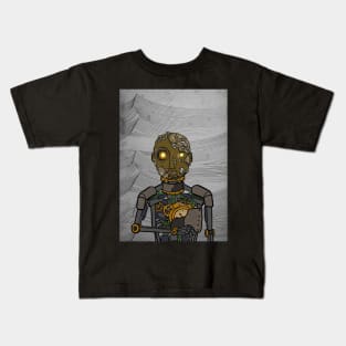 Cypherbot - Steampunk Robot with Glass Eyes and Waves Glyph Kids T-Shirt